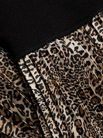 Mave Leopard Mixed-Media Midi-Dress