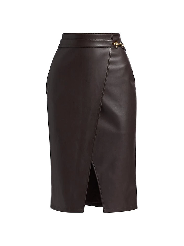 Kyra Vegan-Leather Midi-Skirt