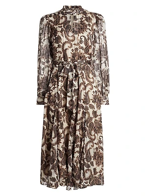 Janice Paisley Fit & Flare Midi-Dress