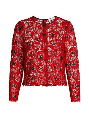 Nori Embroidered Lace Long-Sleeve Top