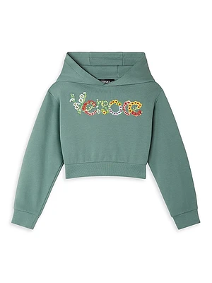 Baby Girl's, Little Girl's & Logo Flower Embroidered Fleece Sweatshirt