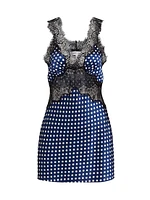 Cleo Lace-Trimmed Polka Dot Silk Minidress