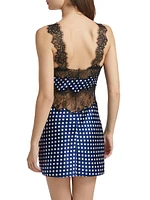 Cleo Lace-Trimmed Polka Dot Silk Minidress