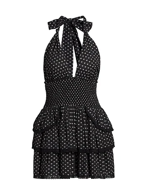 Fringe Bow Cotton Clip Deanna Fit & Flare Minidress