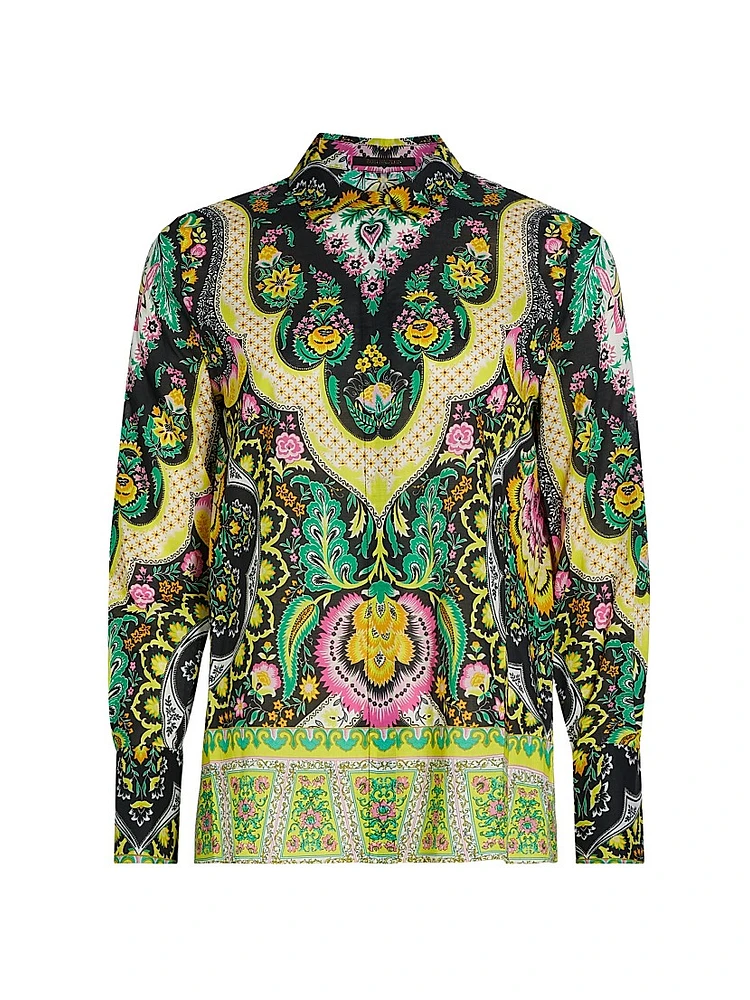 Claire Printed Button-Up Blouse