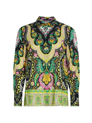 Claire Printed Button-Up Blouse