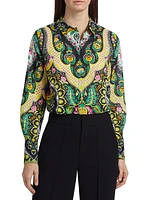 Claire Printed Button-Up Blouse