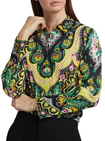 Claire Printed Button-Up Blouse