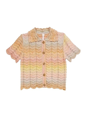 Little Girl's & Girl’s Tallow Chevron Knit Polo Shirt