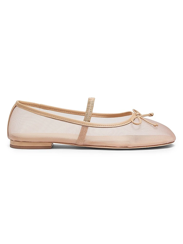Mesh Bow Ballet Flats