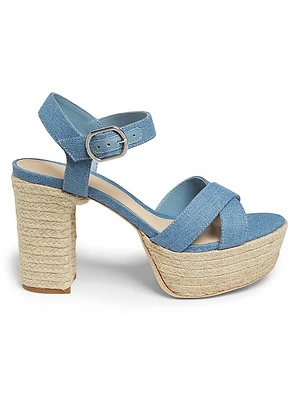 Denim Platform Espadrille Sandals