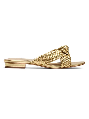 Braided Knot Metallic Leather Sandals