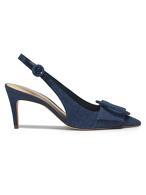75MM Buckle-Accented Denim Pumps