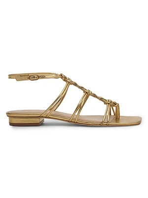 Strappy Gladiator Metallic Leather Sandals