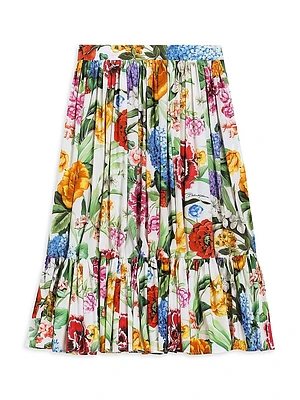 Little Girl's & Floral Print Cotton Skirt