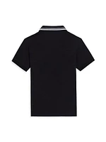 Little Boy's & Logo Striped-Trim Polo Shirt