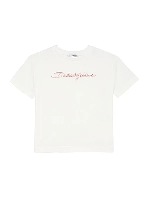 Little Girl's & Logo Sequined Crewneck T-Shirt