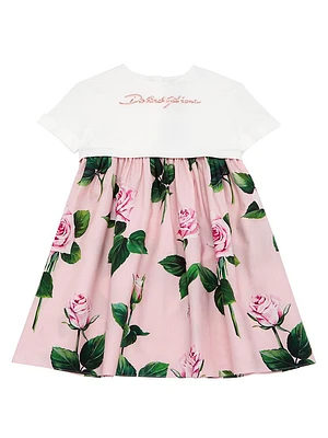 Little Girl's & Logo Rose Print T-Shirt Dress