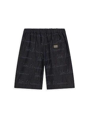 Little Boy's & Logo Script Print Shorts