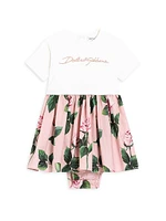 Baby Girl's Rose Print T-Shirt Dress