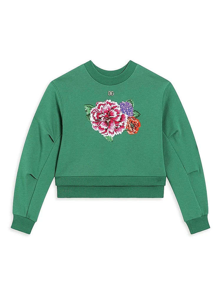 Little Girl's& Girl'sFlower Graphic Crewneck Sweatshirt