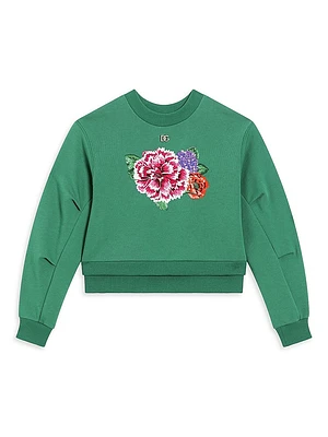 Little Girl's& Girl'sFlower Graphic Crewneck Sweatshirt