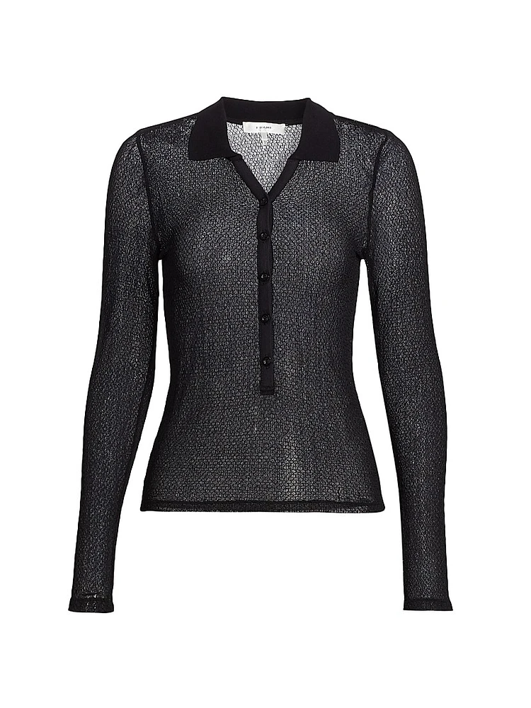 Mesh Semi-Sheer Polo Shirt