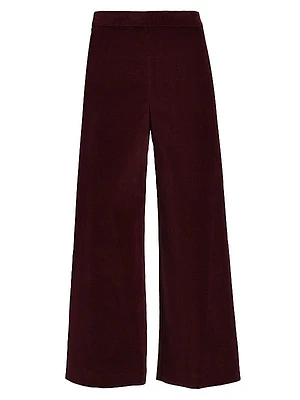 Velvet Cropped Wide-Leg Pants