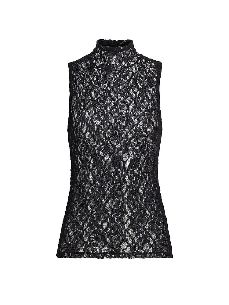 Mesh Mock Turtleneck Top