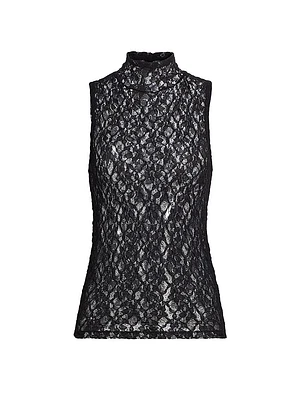 Mesh Mock Turtleneck Top