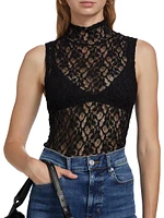 Mesh Mock Turtleneck Top
