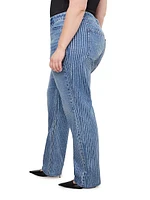 Good Icon Rhinestone Pinstriped Jeans