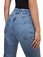 Good Icon Rhinestone Pinstriped Jeans
