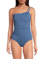 Kara Metallic Piqué One-Piece Swimsuit