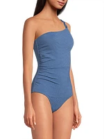 Kara Metallic Piqué One-Piece Swimsuit