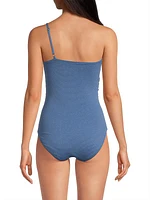 Kara Metallic Piqué One-Piece Swimsuit