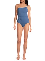 Kara Metallic Piqué One-Piece Swimsuit