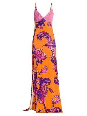 Baroque Stretch-Jersey Sleeveless Maxi Dress