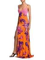 Baroque Stretch-Jersey Sleeveless Maxi Dress