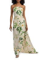 Strapless Draped Column Gown