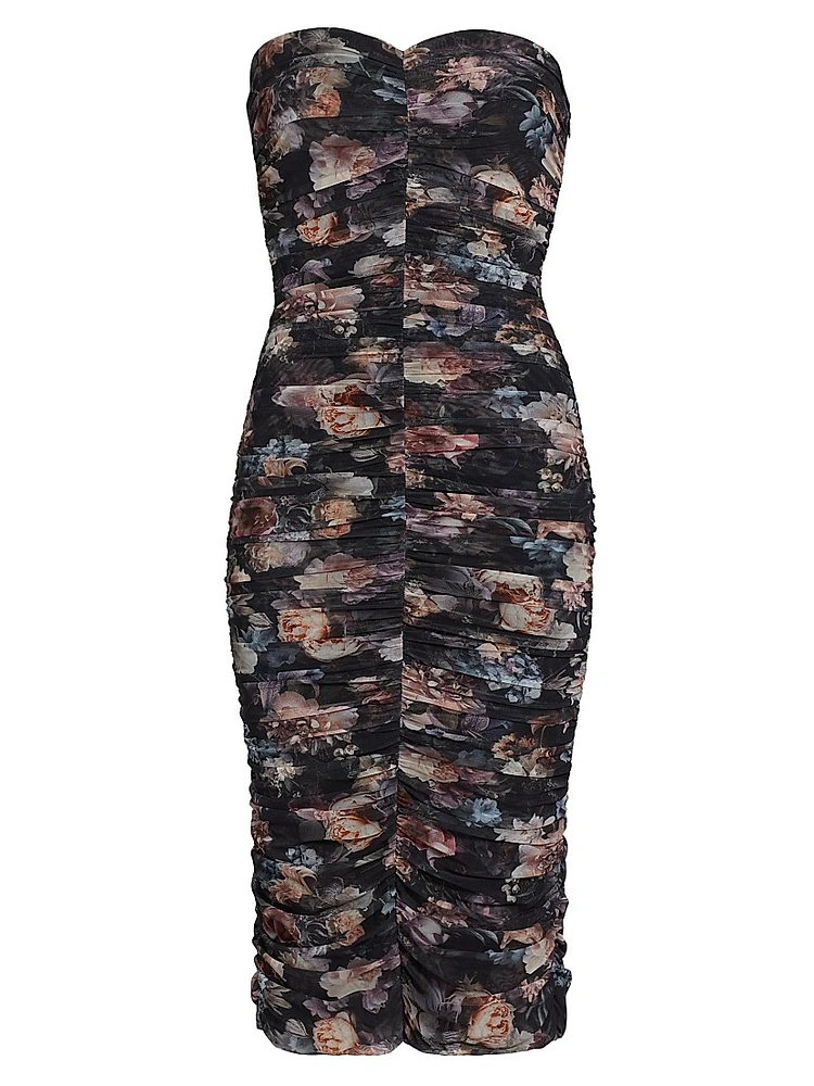 Caprice Floral Strapless Midi-Dress