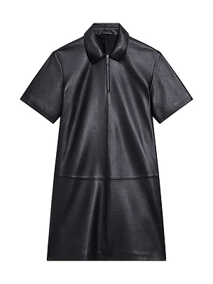 Leather A-Line Knee-Length Shirtdress