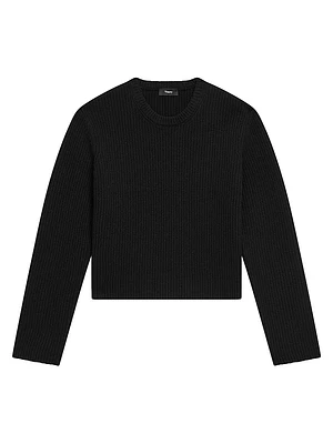 Wool Rib-Knit Boxy Sweater