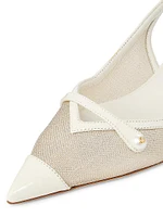 Amita 45MM Metallic Mesh & Patent Leather Slingback Pumps