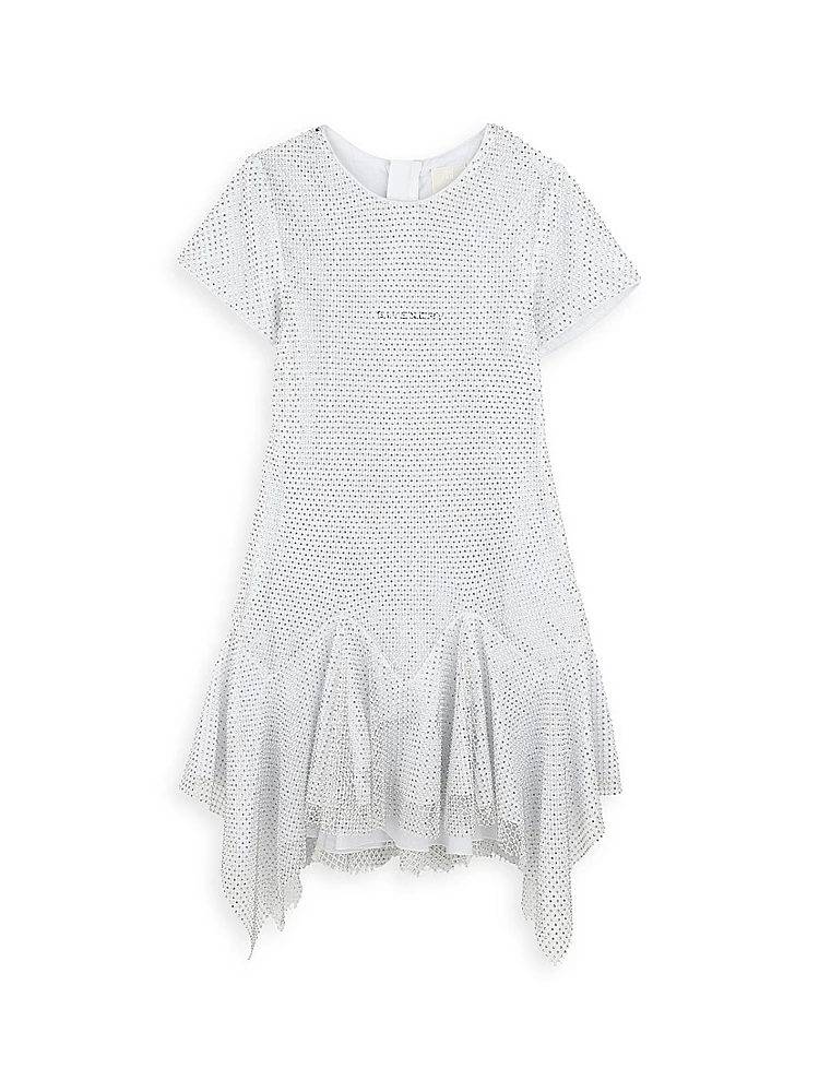 Little Girl's & Rhinestone Logo Flounce Dress