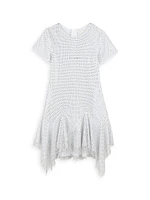 Little Girl's & Rhinestone Logo Flounce Dress
