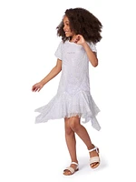 Little Girl's & Rhinestone Logo Flounce Dress