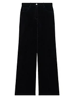 Mid-Rise Straight-Leg Velvet Pants