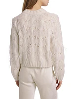 Feather-Embellished Cable-Knit Sweater