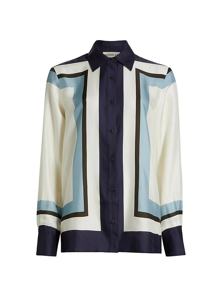 Iris Easy Loose-Fit Printed Silk-Blend Shirt